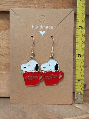 Peanuts Snoopy Enamel Metal Earrings NEW